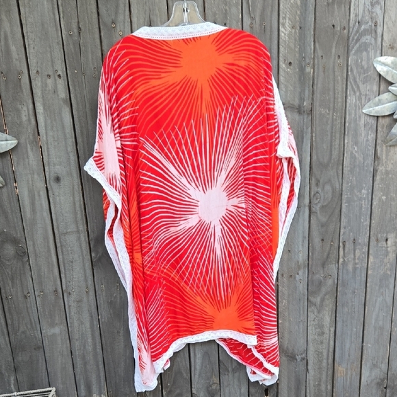 Caribelle Batik  Red and White Cover-Up - Picture 3 of 3